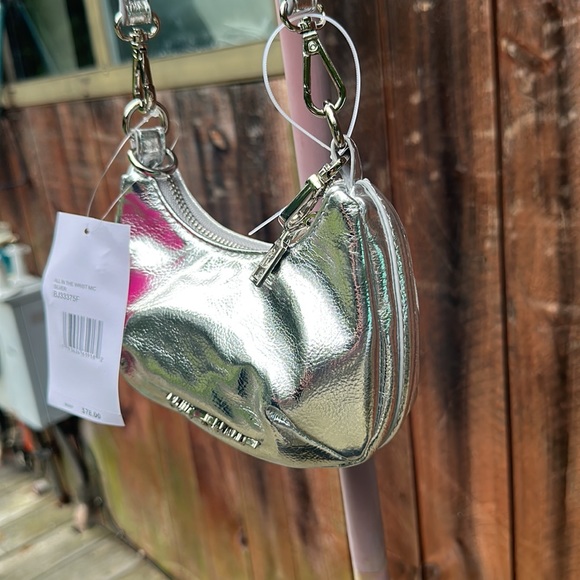 Betsey Johnson Silver Diva Rhinestone Micro Silver Pouch - Picture 12 of 15